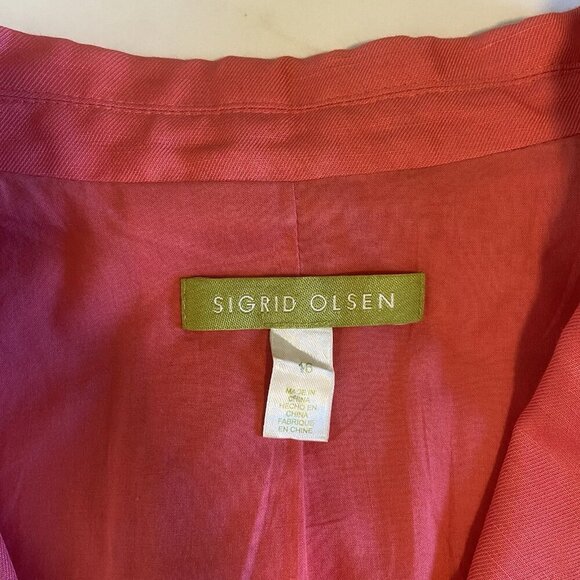 Sigrid Olsen Womens Linen Jacket Coral Pink Lined Blazer Size 16 Office Career - Picture 6 of 14